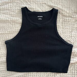 Wild Fable Black Fitted Crop Tank Top